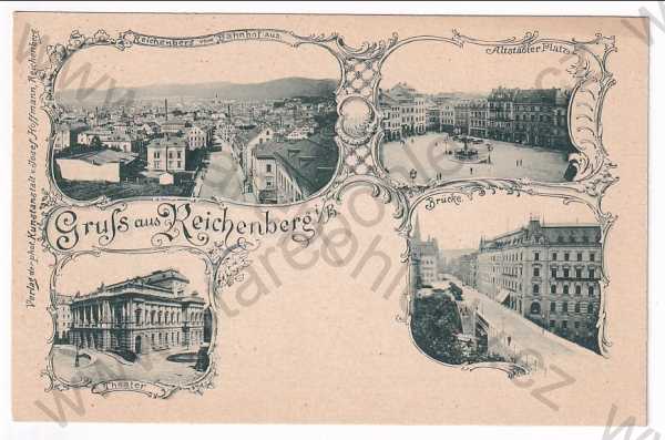  - Liberec - celkový pohled, náměstí, most, divadlo, koláž, DA