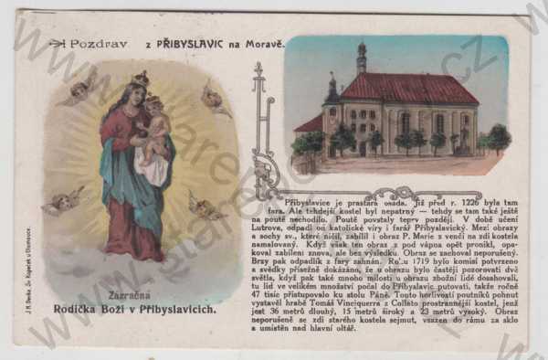  - Přibyslavice (Brno - venkov), více záběrů, kostel, Zázračná Rodička Boží, kolorovaná