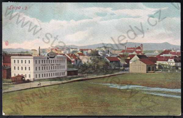  - Česká Lípa (Leipa i.B.), barevná, kolorovaná, částečný záběr města