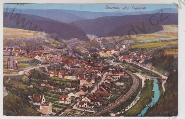  - Bílovice (Brno - venkov), celkový pohled, Moravské Švýcarsko, kolorovaná