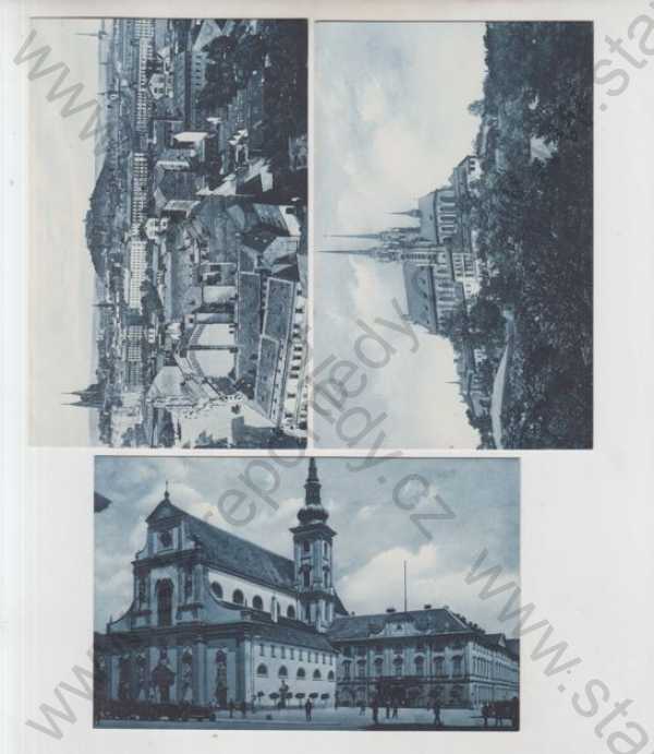  - 5x Brno (Brünn), celkový pohled, Dóm sv. Petra, Chrám sv. Tomáše, Špilberk, nádraží, kůň, kočár, tramvaj, automobil