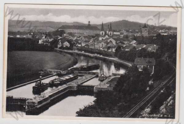  - Roudnice nad Labem (Litoměřice), řeka, loď, částečný záběr města