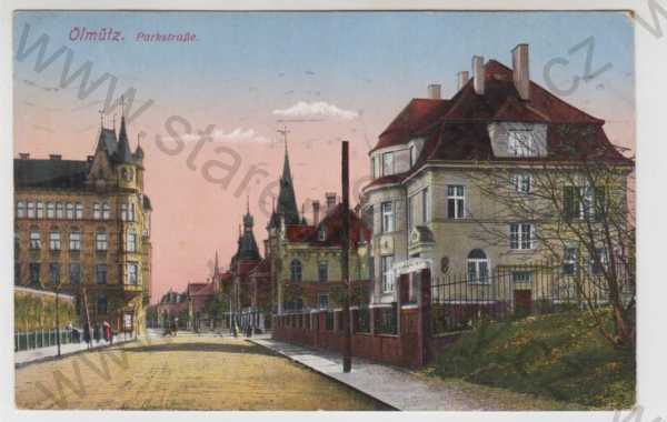  - Olomouc (Olmütz), pohled ulicí, kolorovaná
