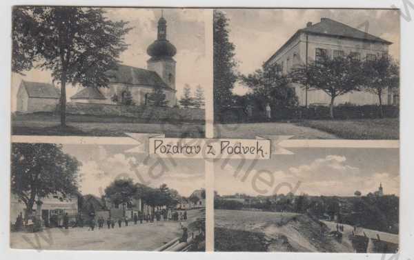  - Podveky (Kutná Hora), více záběrů, kostel, pohled ulicí, částečný záběr města