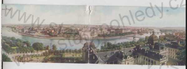  - Praha 1 (Prag), celkový pohled, rozkládací karta, kolorovaná, DA
