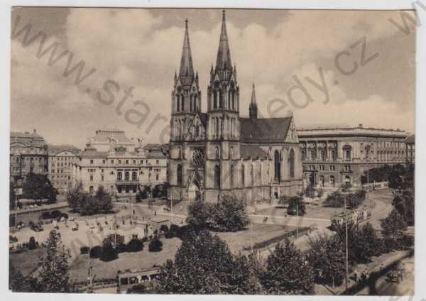  - Praha 2, Vinohrady, Bazilika sv. Ludmily, tramvaj, automobil