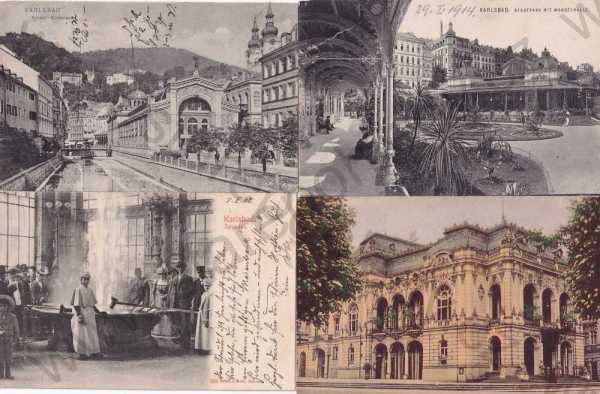  - 4x Karlovy Vary, divadlo, kolonáda, pramen, vřídlo