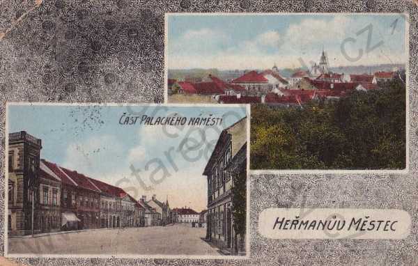  - Heřmanův Městec Chrudim, celkový pohled, náměstí, barevná