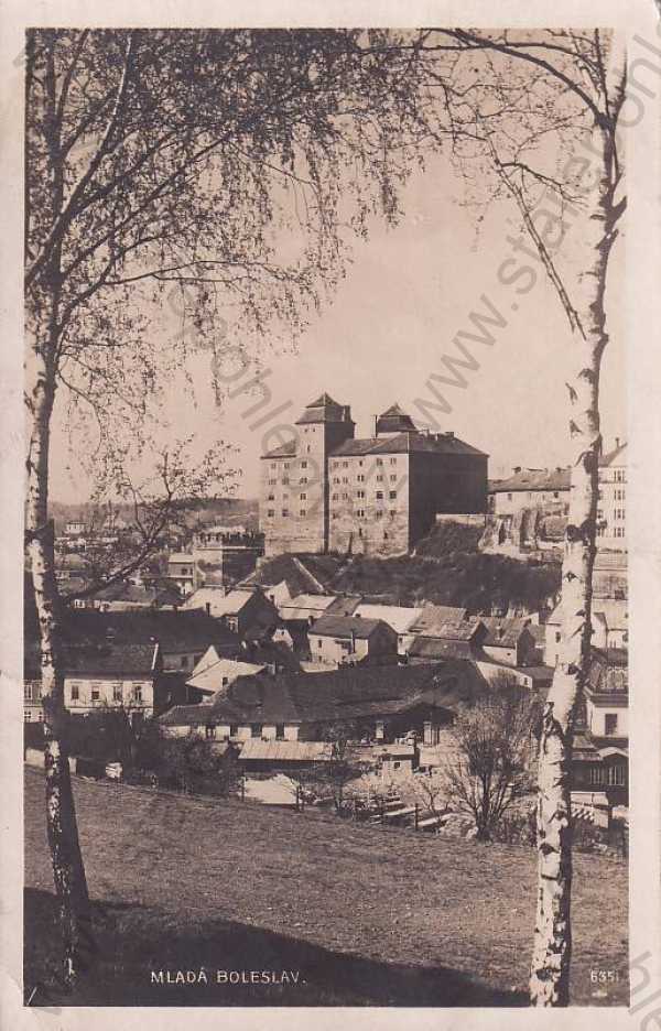  - Mladá Boleslav, částečný záběr města, hrad, Foto-fon