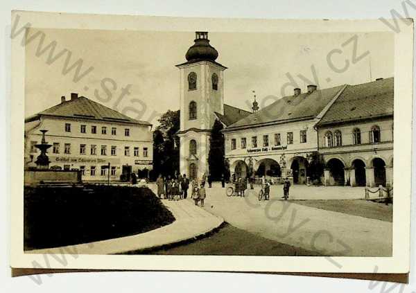  - Rokytnice v Orlických horách - náměstí, kostel, bicykl, hostinec