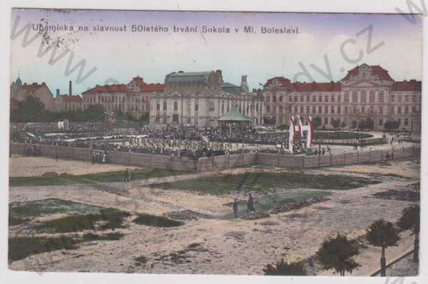  - Mladá Boleslav, Sokol, slavnost, 50 let, kolorovaná