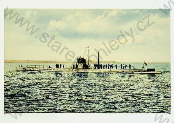  - Vojenské - Ponorka U6, kolorovaná