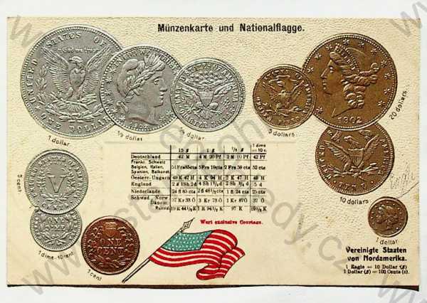  - Mince - USA - mince, kurzy měn, plastická karta, zlacená, kolorovaná