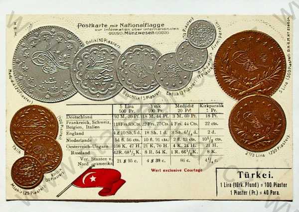  - Mince - Turecko - mince, kurzy měn, plastická karta, zlacená, kolorovaná