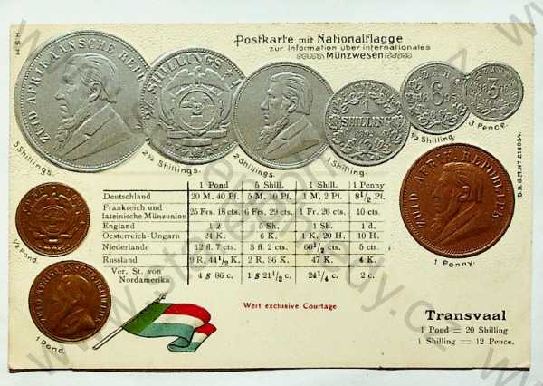  - Mince - Transvaal - mince, kurzy měn, plastická karta, zlacená, kolorovaná