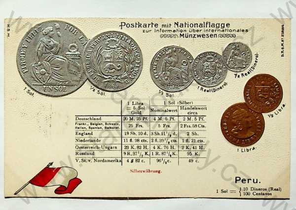  - Mince - Peru - mince, kurzy měn, plastická karta, zlacená, kolorovaná