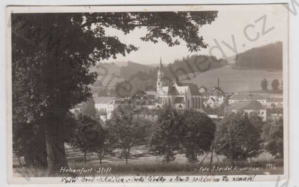  - Vyšší Brod (Hohenfurt) - Český Krumlov, kostel, částečný záběr města, foto J.Seidel