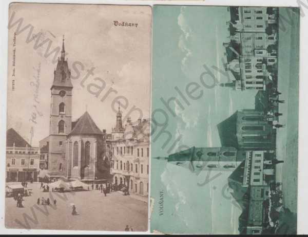  - 2x Vodňany (Strakonice), náměstí, kostel