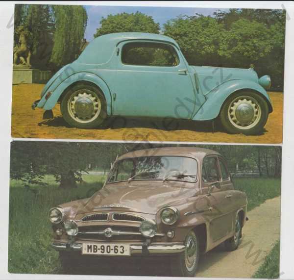  - 4x Osobní automobil, Škoda Sagita (1939), Škoda TYP 440 (1954), Škoda Rapid (1937), Škoda 420 - Roadster (1934)