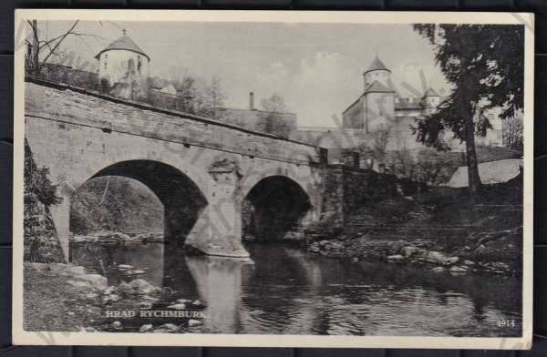  - Hrad Rychmburk (Chrudim), celkový pohled, most, řeka
