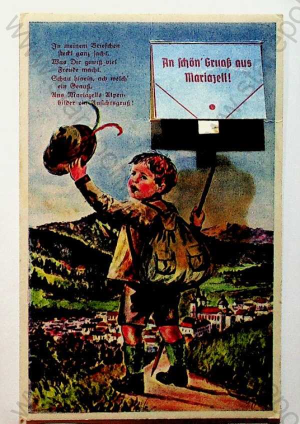  - Rakousko - Mariazell - rozkládací pohlednice, koláž, kolorovaná