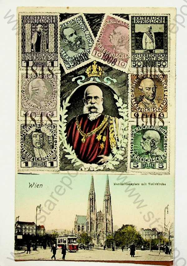  - Rakousko - Vídeň - Maximiliansplatz, návrhy známek (Franz Josef)