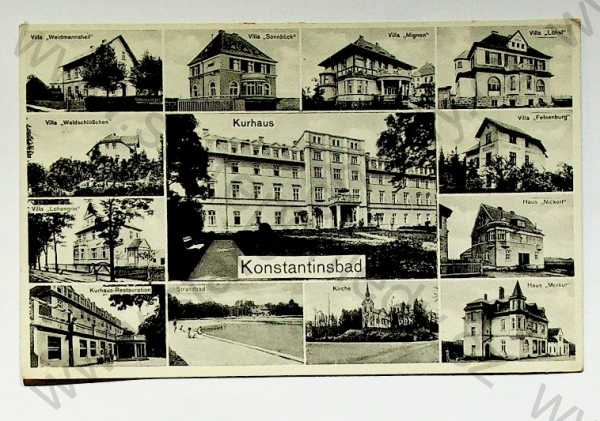  - Konstantinovy Lázně - lázeňské domy, vily, kostel, koupaliště, restaurace, více záběrů