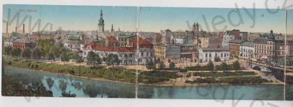  - Ostrava (Mör. Ostrau), celkový pohled, panorama, rozkládací karta, kolorovaná