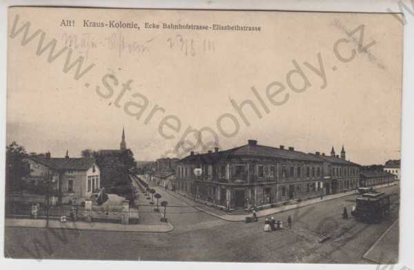  - Ostrava, Krausova kolonie, pohled ulicí, tramvaj