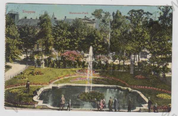 - Opava (Troppau), muzeum, park, fontána, kolorovaná