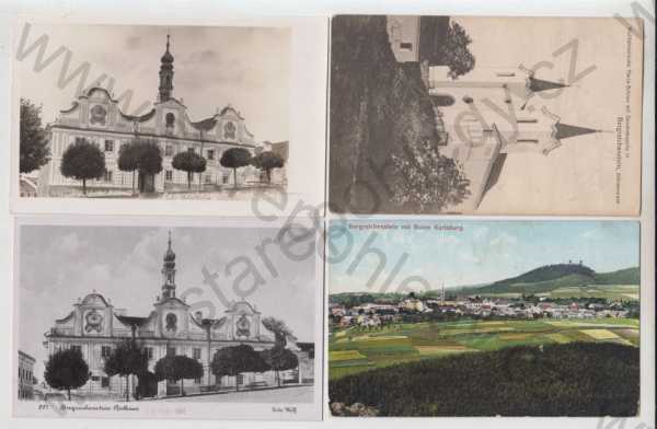  - 4x Kašperské hory (Bergreichenstein) - Klatovy, kostel, celkový pohled, kolorovaná, foto J.Seidel (2x), foto J. Wolf (1x)