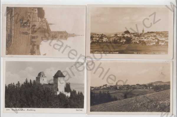  - 4x Kašperské hory (Bergreichenstein) - Klatovy, celkový pohled, kostel, Kašperk, foto J. Wolf (1x)