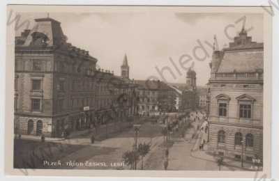  - Plzeň, Třída Českosl. legií, pohled ulicí, synagoga, Bromografia