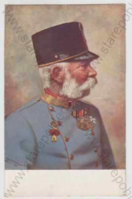  - František Josef I., portrét, uniforma, kolorovaná