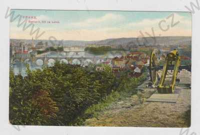  - Praha 7, Letná, Bastion č. XIX, řeka, most, kolorovaná