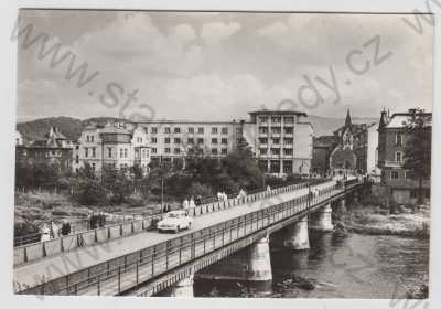  - Sokolov, Hotel Ohře, řeka, most, automobil