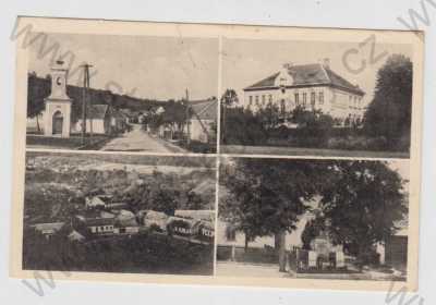  - Horákov (Brno - venkov), více záběrů, pohled ulicí, škola, pomník, částečný záběr města
