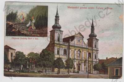  - Tuřany u Brna (Brno - venkov), více záběrů, kostel, Objevení Rodičky Boží v lese, kolorovaná
