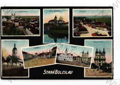  - Stará Boleslav, Praha- východ, více záběrů, náměstí, radnice, kostel, celkový pohled