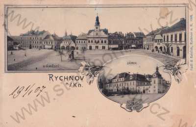  - Rychnov nad Kněžnou, náměstí, zámek, kolorovaná