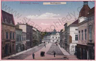  - Moravský Šternberk, Sternberg, Olomouc, částečný záběr města, barevná, Breitegasse