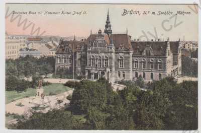  - Brno (Brünn), Deutsches haus, socha, Kaiser Josef II., kolorovaná
