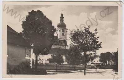 - Klenčí pod Čerchovem (Domažlice), kostel, částečný záběr města, Šumava