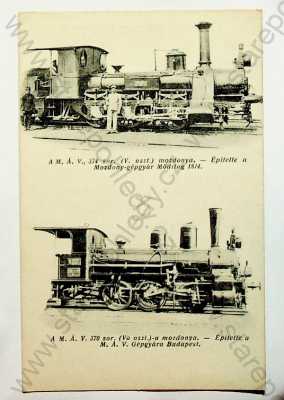  - Vlaky - Maďarské parní lokomotivy, více záběrů, série 374 a 370