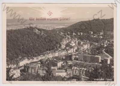  - Karlovy Vary - celkový pohled, nacistický znak, velký formát