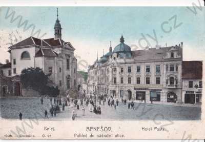  - Benešov náměstí, kostel, pošta hotel barevná