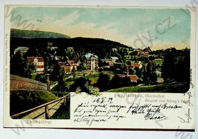  - Krkonoše - Schreiberhau, Marienthal, celkový pohled, kolorovaná, DA