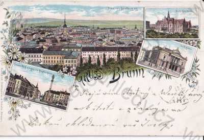  - Brno Brünn, celkový pohled, náměstí, divadlo, barevná, DA