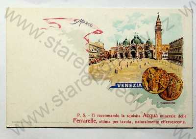 - Itálie - Venezia - Benátky, náměstí sv. Marka, koláž, kolorovaná, DA