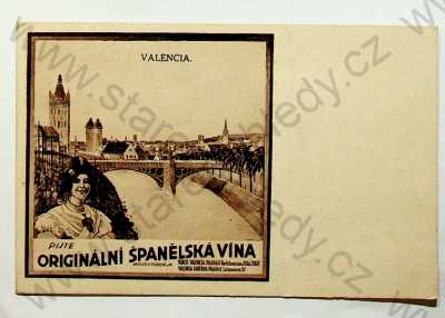  - Praha - Valencia taberna, Lützowova 57 (Opletalova), reklamní pohlednice, originální španělská vína